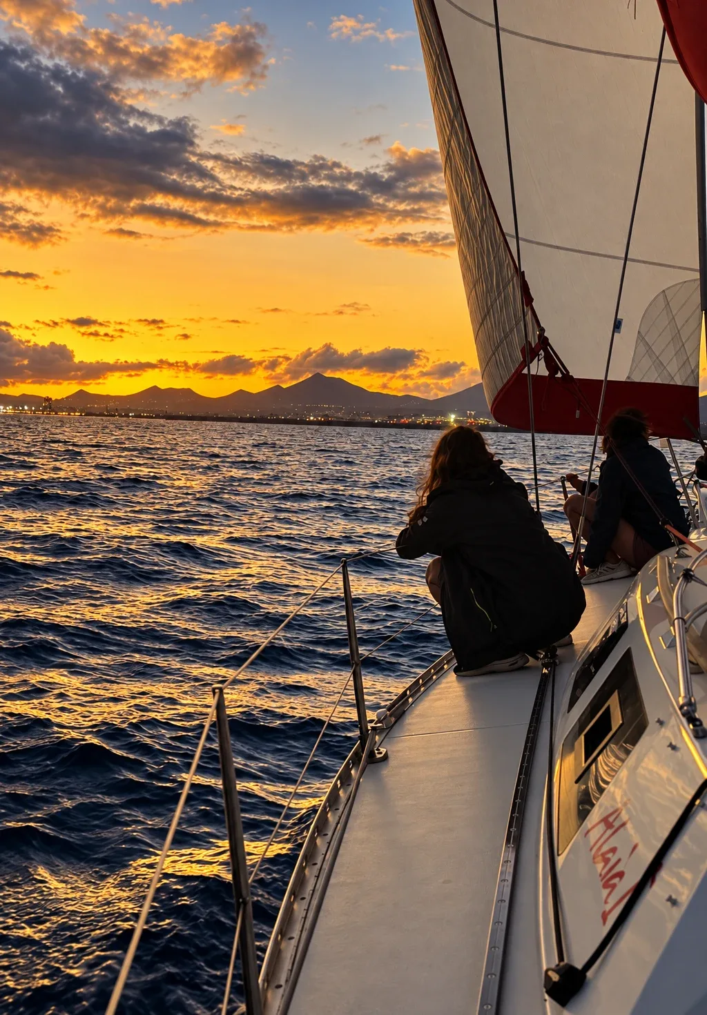 Atardecer sobre el mar desde la cubierta del ALAIA