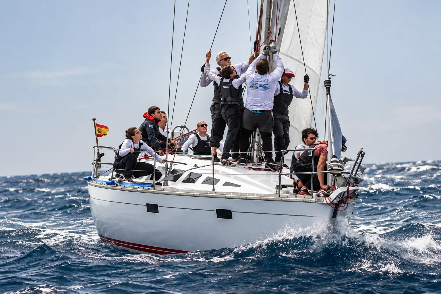 La tripulación del ALAIA en cubierta durante una regata en Canarias